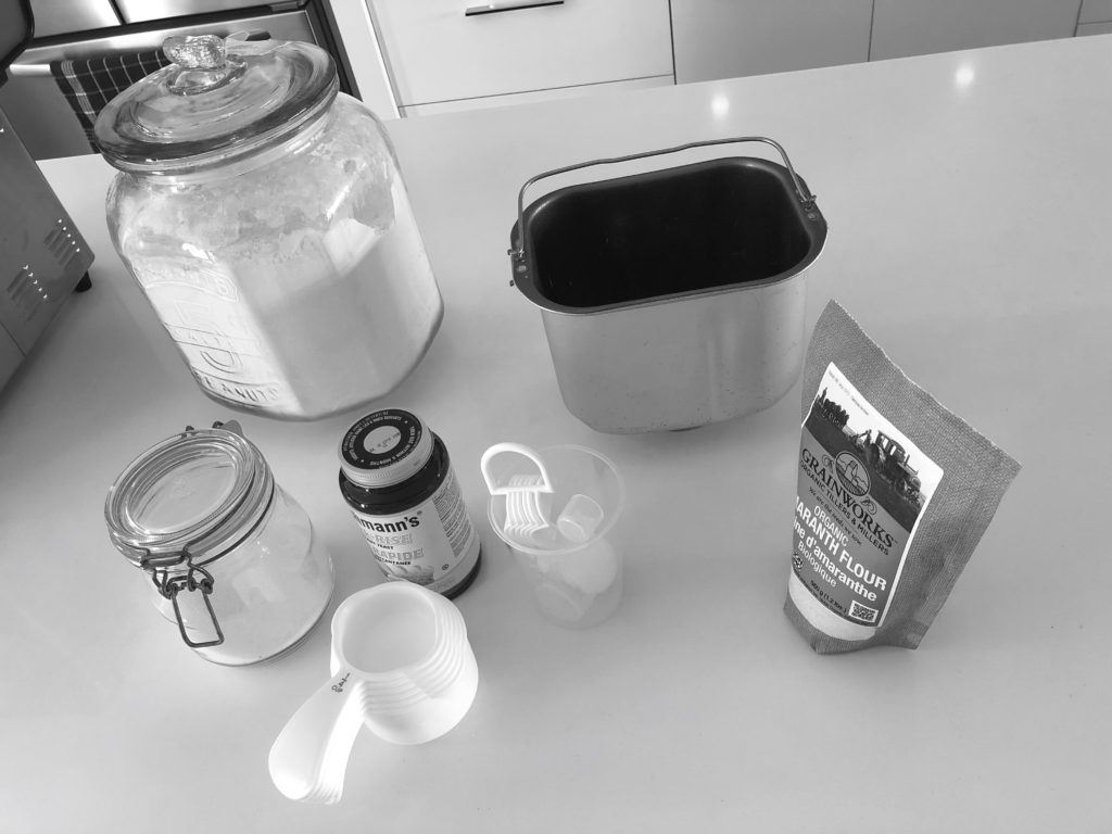 Water, Table Salt, Bread Flour, Measuring Cups & Spoons, Amaranth Flour
